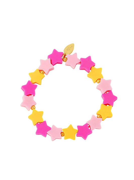 Kinderarmband ster roze/geel